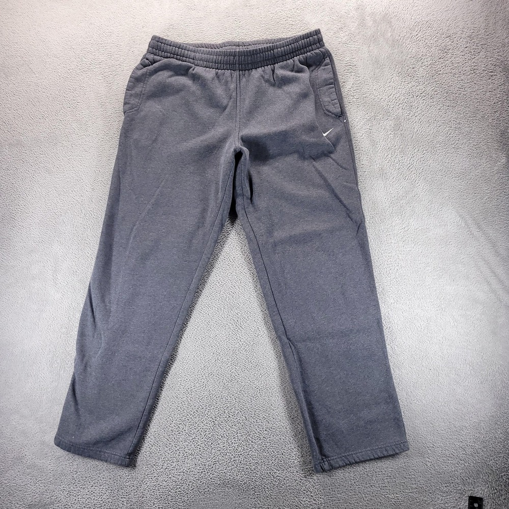 Nike Sweatpants Mens L Gray Fleece Straight Drawstring Pockets Gym Workout